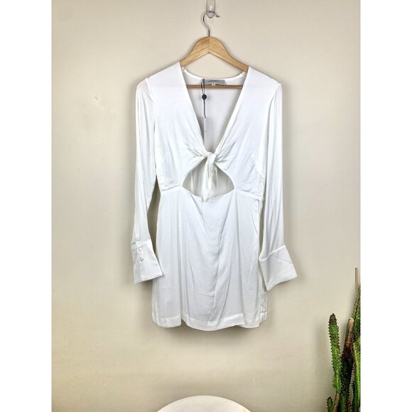 NWT! LOVER Moda Tie Front Mini Dress White Size 6 - Picture 6 of 14